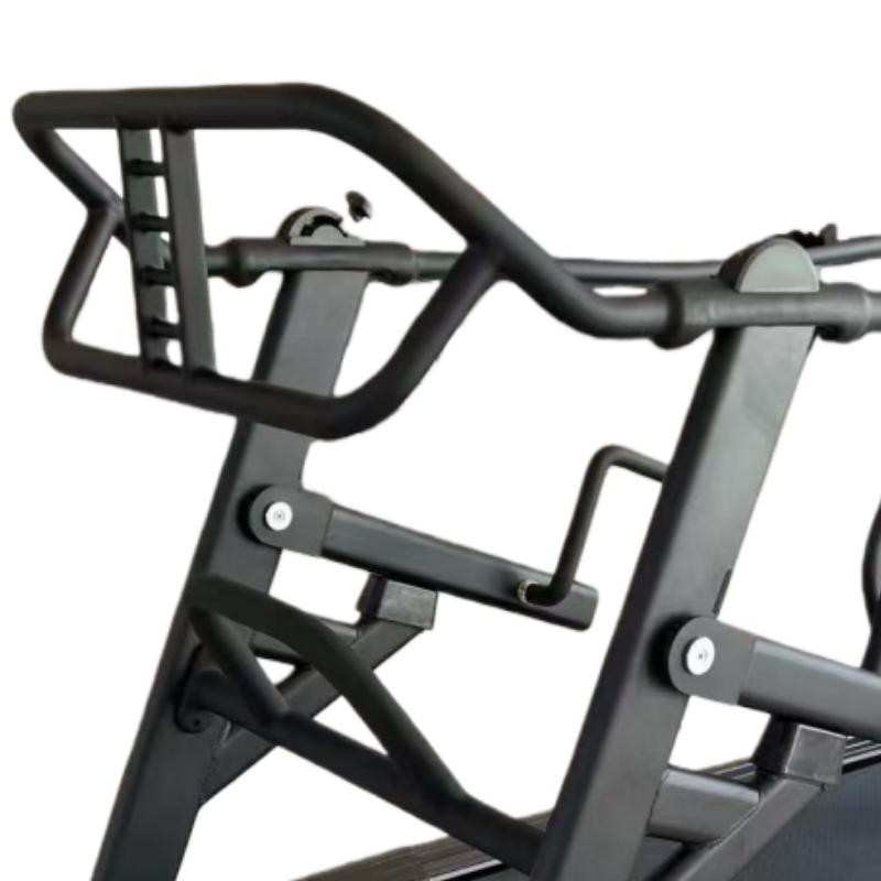 Athlete training on a curved treadmill